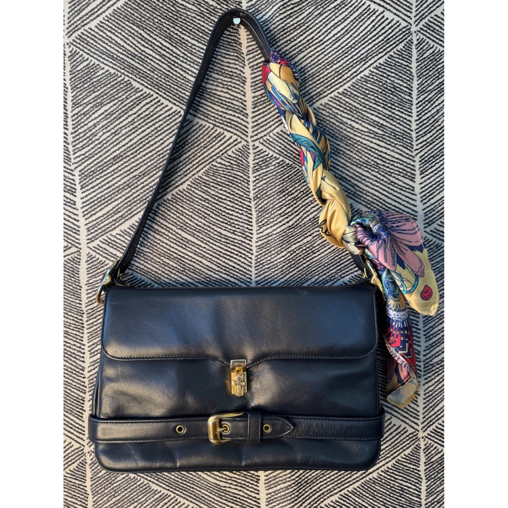 Vintage Zenith Navy Handmade Leather  Bag‎ with Gold Hardware